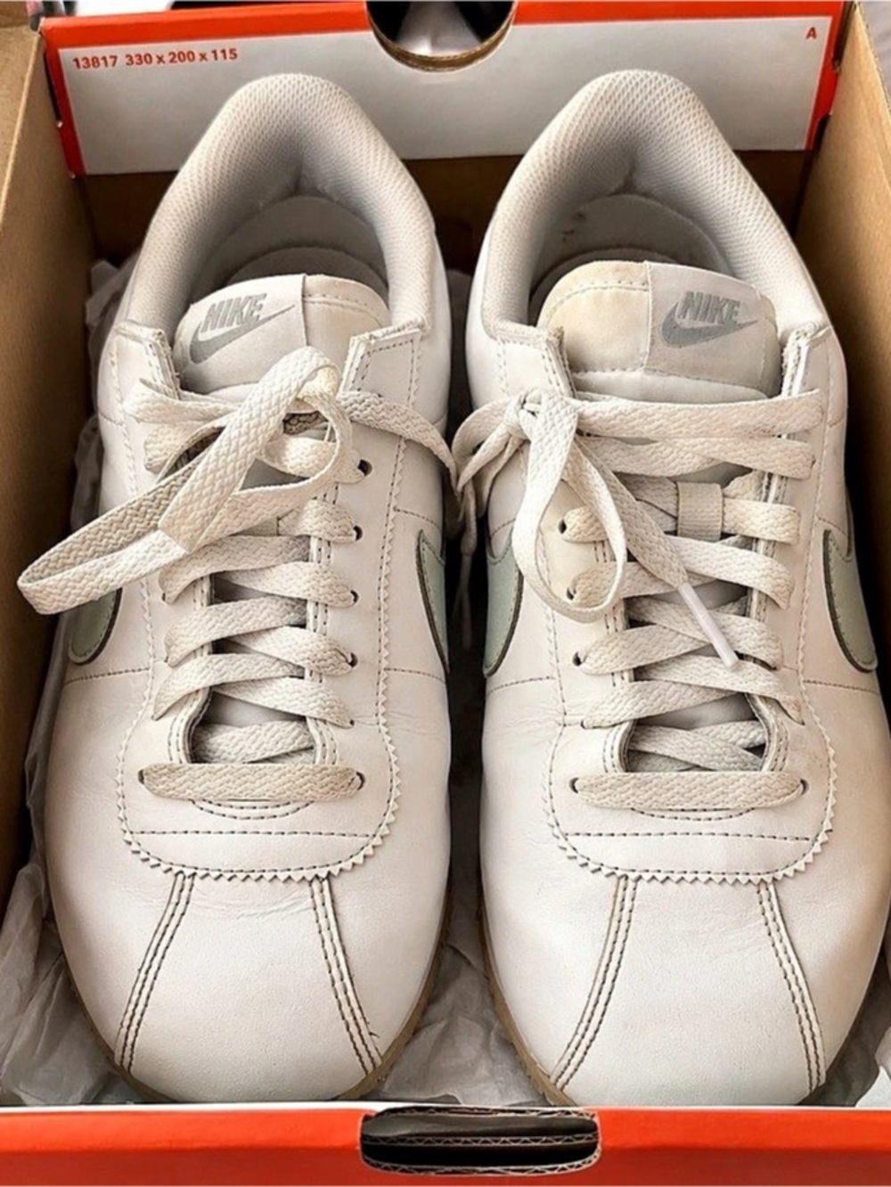 Nike Cortez Leather Sneakers White & Green US 10 - Picture 4 of 5
